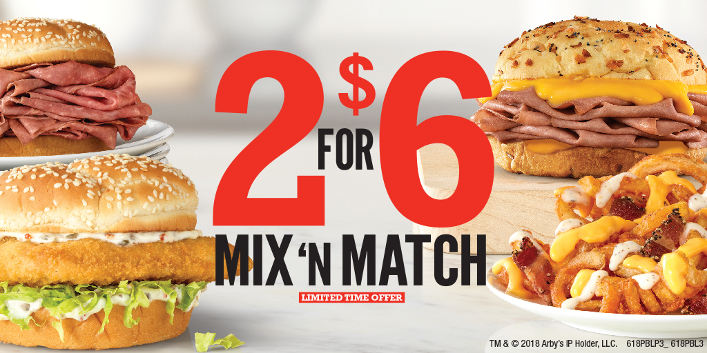 Arby's 2 for 6 Mix 'n Match Arby's RVA