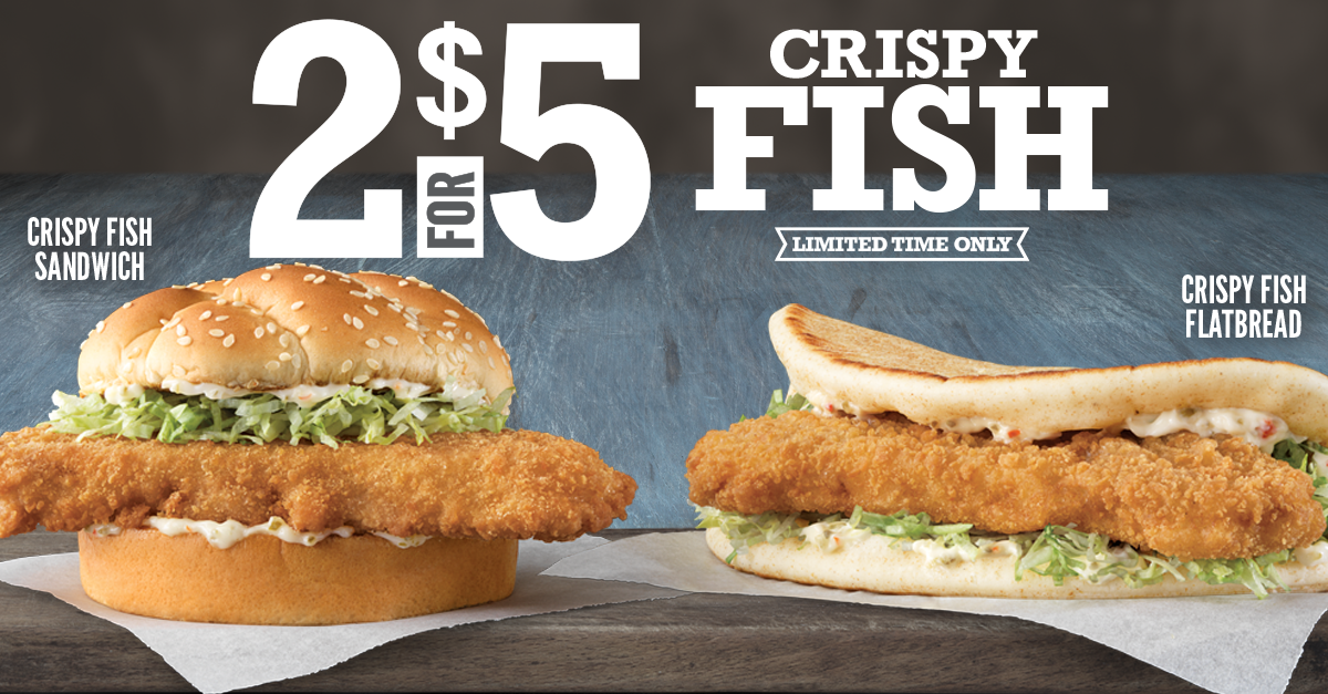 Arby's 2 for 5 Crispy Fish Sandwiches Arby's RVA