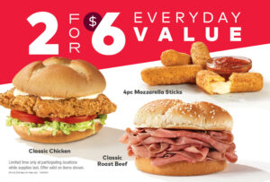 Arby's 2 for $6 Everyday Value (4/1/24- 6/30/24)