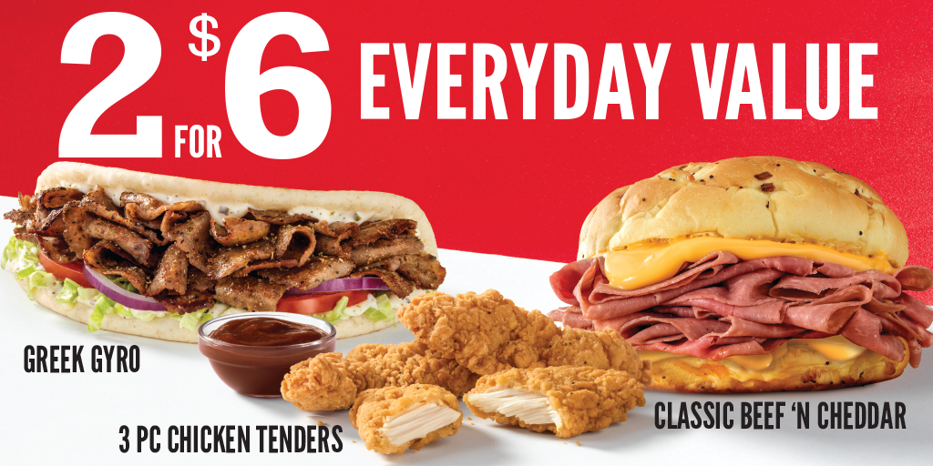 Arby’s 2 for 6 Everyday Value