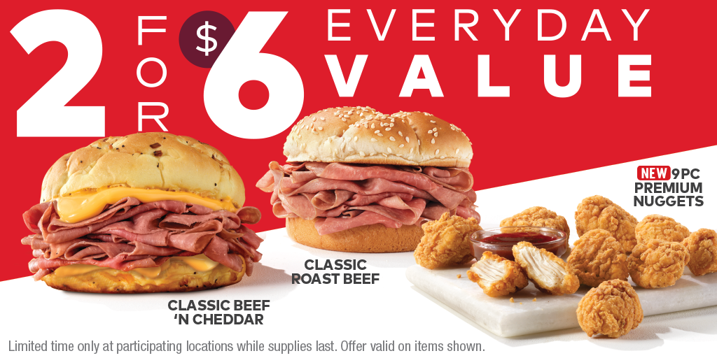 Arby’s 2 for 6 Everyday Value (July 2021)