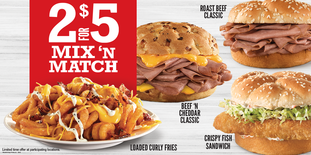 Arby’s RVA> 2 for $5 Mix ‘n Match