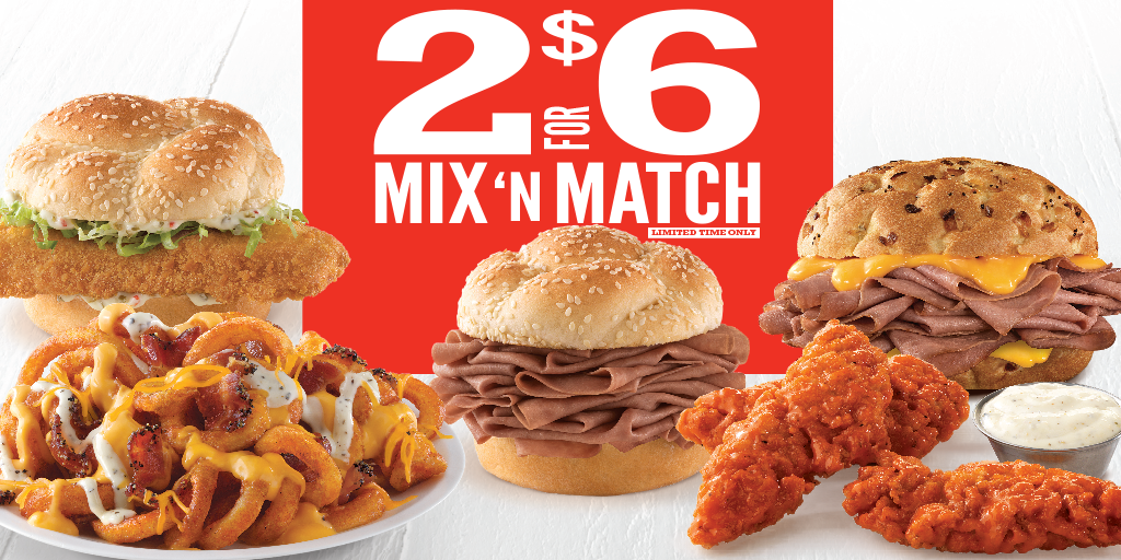 Arby’s 2 for 6 Mix ‘n Match