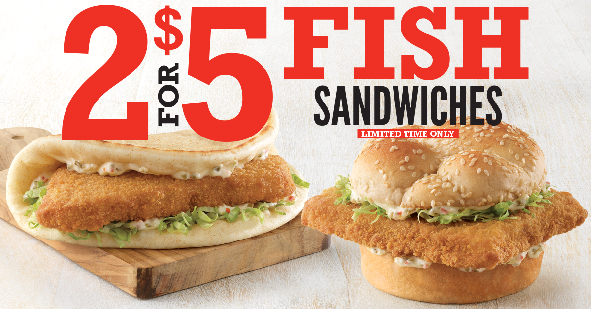 Arby’s 2 for 5 Crispy Fish Sandwiches