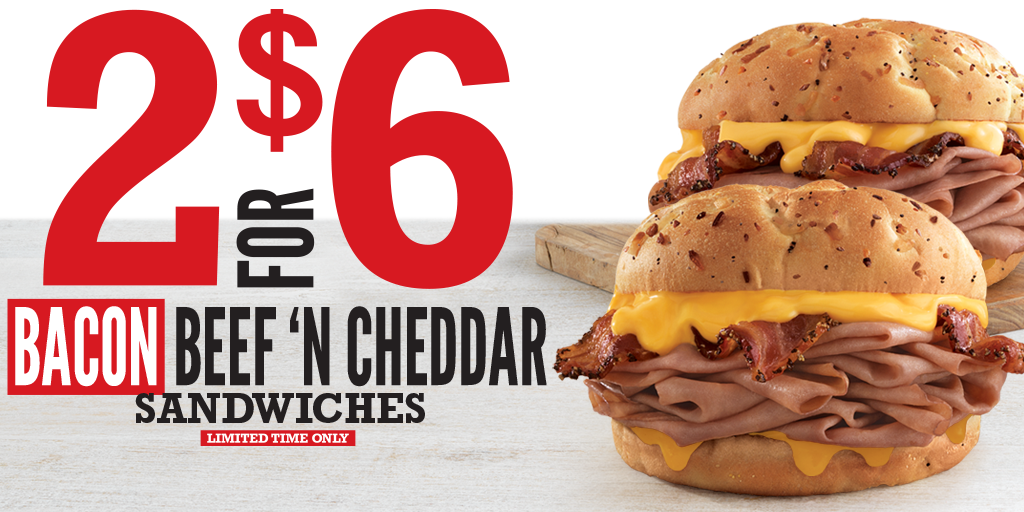 Arby’s 2 for 6 Bacon Beef ‘n Cheddars (LTO)