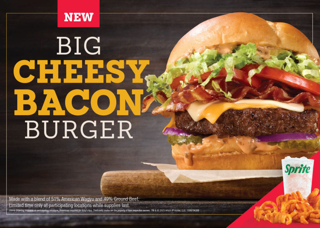 Arby’s New Big Cheesy Bacon Burger- available thru 12/31/23