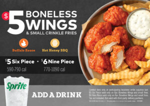 Arby's $5 Boneless Wings & Fries