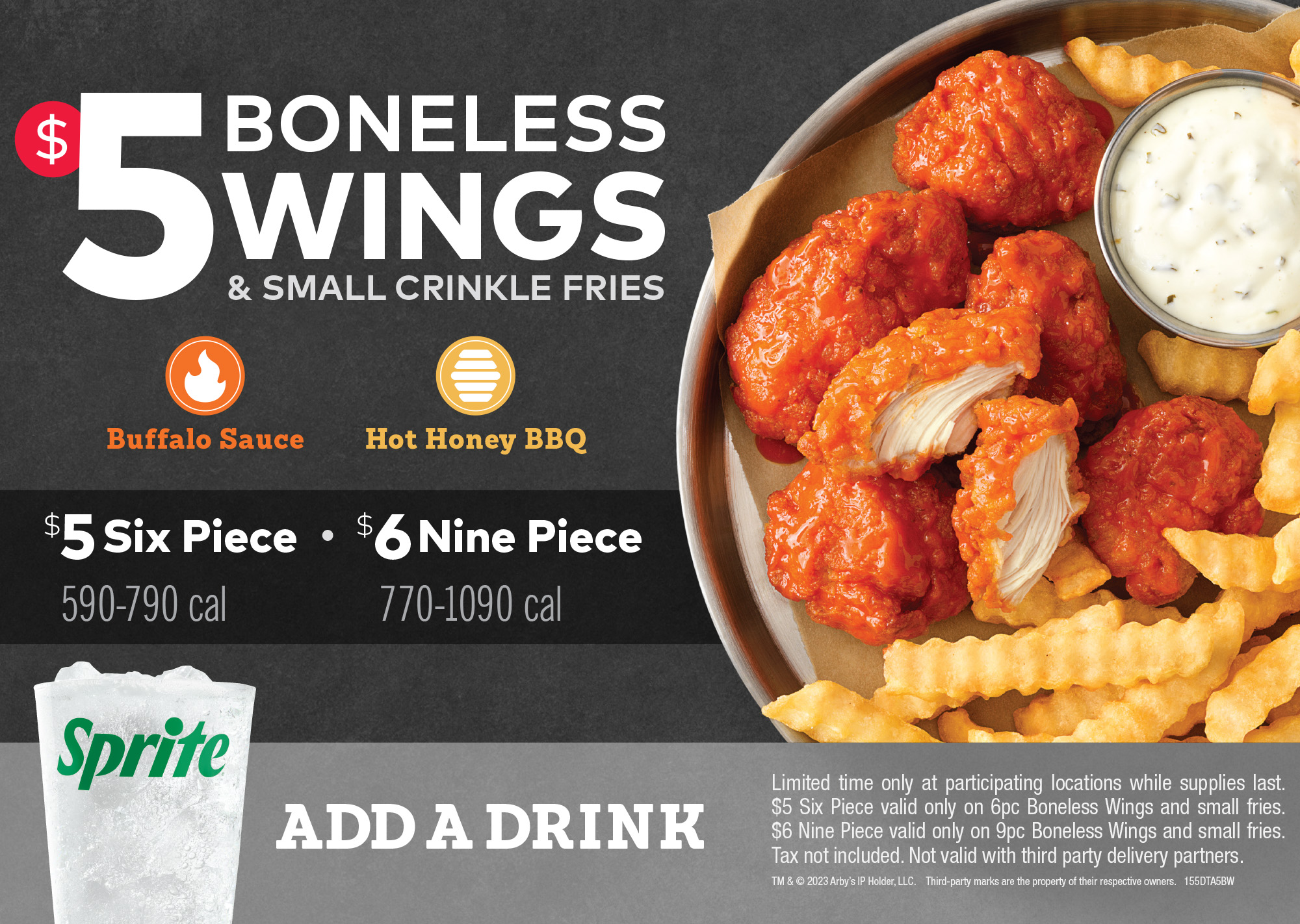 Arby’s $5 Boneless Wings & Fries