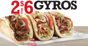 Arby's 2 for $6 Gyros